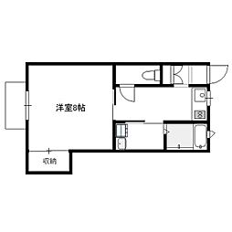 スリーゼハイツ乙津B 1Kの間取図画像