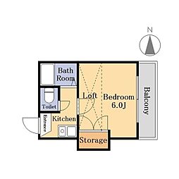 マリンコート新川 1Kの間取図画像