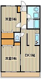 スターフィールドシティ 2階2DKの間取り