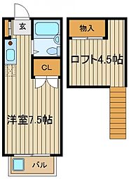 モンヴェール保谷 2階ワンルームの間取り