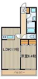 ソレアード 1LDKの間取図画像