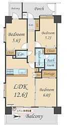 日神パレステージ竹ノ塚第2 3LDKの間取図画像