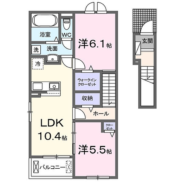 スペチアーレ　ドゥーエ 206｜大阪府羽曳野市古市2丁目(賃貸アパート2LDK・2階・56.12㎡)の写真 その2