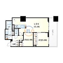 プラウドタワー梅田豊崎  ｜ 大阪府大阪市北区豊崎4丁目（賃貸マンション2LDK・5階・56.48㎡） その2