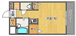 ベルビューレ千里山参番館 1Kの間取図画像
