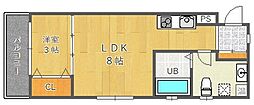 ジアメニティ千里山 1LDKの間取図画像