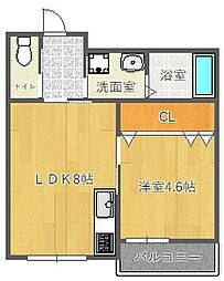PISTA山田東 1LDKの間取図画像