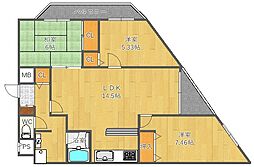 レスカーラ緑地公園 3LDKの間取図画像