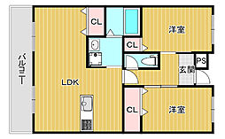 エクレール五月が丘 2LDKの間取図画像