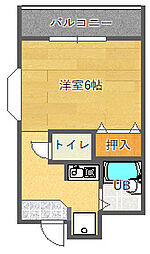 グランヴェール深沢 1Kの間取図画像