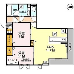 プラウドコート 2LDKの間取図画像