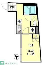 カーザ志村 1Kの間取図画像