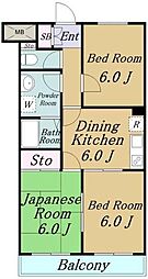 エイトハウス2 3DKの間取図画像