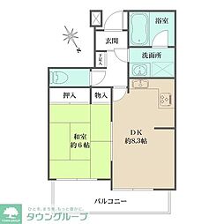 板橋本町グリーンパーク 1DKの間取図画像