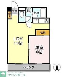 パークサイド中村 1LDKの間取図画像