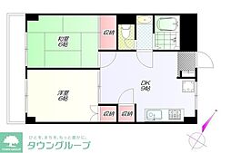 三高徳丸スカイハイツ 2DKの間取図画像