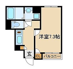 レオネクストジャルディーノA 1Kの間取図画像