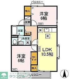 ドミール・KA棟 2LDKの間取図画像
