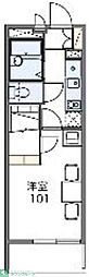 レオパレスリリー 1Kの間取図画像