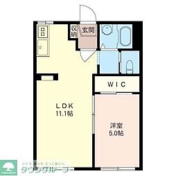 フォーブル中通りB 1LDKの間取図画像