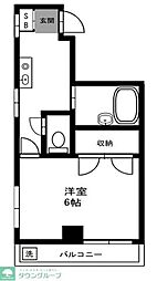 シーガル北町 1Kの間取図画像