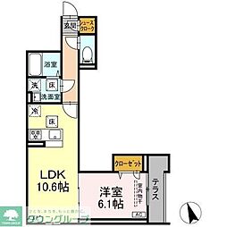アヴニール コート 1LDKの間取図画像