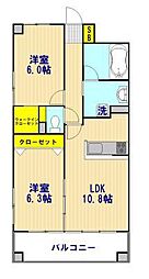 甲斐ヴィレッジ 2LDKの間取図画像