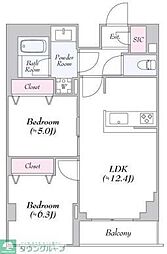 都営三田線 志村坂上駅 徒歩13分の賃貸マンション 1階2LDKの間取り