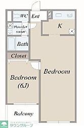 都営大江戸線 光が丘駅 徒歩15分の賃貸マンション 3階1LDKの間取り