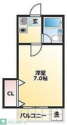 東武東上線 中板橋駅 徒歩5分の賃貸アパート 1階1Kの間取り
