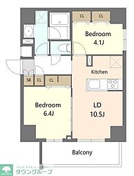 東武東上線 大山駅 徒歩12分の賃貸マンション 9階2LDKの間取り