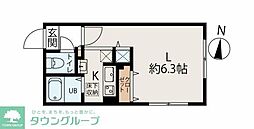 東京メトロ副都心線 氷川台駅 徒歩5分の賃貸マンション 4階1Kの間取り