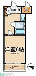 西武池袋線 江古田駅 徒歩8分の賃貸マンション 2階1Kの間取り