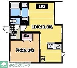 東武東上線 中板橋駅 徒歩5分の賃貸マンション 1階1LDKの間取り
