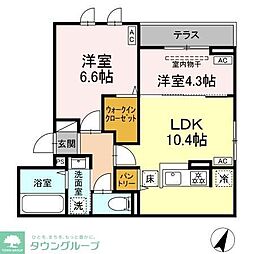 都営三田線 志村三丁目駅 徒歩7分の賃貸アパート 1階2LDKの間取り