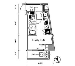 パークアクシス新板橋ウエスト 9階ワンルームの間取り