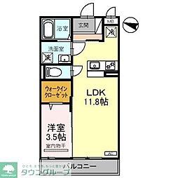 西武池袋線 練馬高野台駅 徒歩12分の賃貸アパート 2階1LDKの間取り