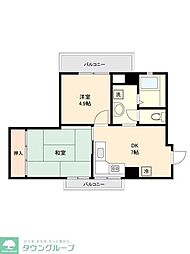 東京メトロ副都心線 地下鉄成増駅 徒歩6分の賃貸マンション 3階2DKの間取り