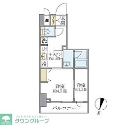 都営三田線 本蓮沼駅 徒歩2分の賃貸マンション 2階2Kの間取り