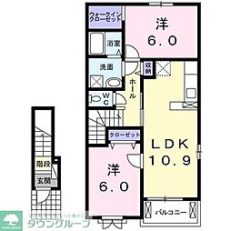 パークサイド大泉 2階2LDKの間取り