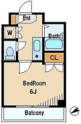 プレール中村橋 3階1Kの間取り