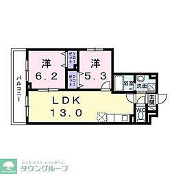 Ｐｒｅｔｔｙ　Ｆｏｒｅｓｔ 2階2LDKの間取り