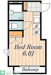ウエストポール 1階ワンルームの間取り