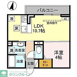 東武東上線 和光市駅 徒歩10分の賃貸アパート 2階1LDKの間取り