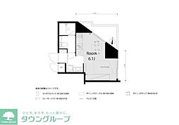 東武東上線 大山駅 徒歩10分の賃貸マンション 5階ワンルームの間取り