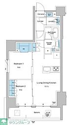 都営三田線 志村坂上駅 徒歩6分の賃貸マンション 5階2LDKの間取り