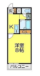 東武東上線 和光市駅 徒歩18分の賃貸マンション 3階1Kの間取り