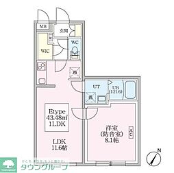 東京メトロ有楽町線 平和台駅 徒歩5分の賃貸マンション 4階1LDKの間取り