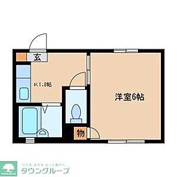 東武東上線 下板橋駅 徒歩6分の賃貸アパート 2階1Kの間取り