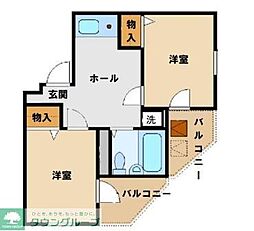 都営三田線 西台駅 徒歩6分の賃貸マンション 4階2Kの間取り